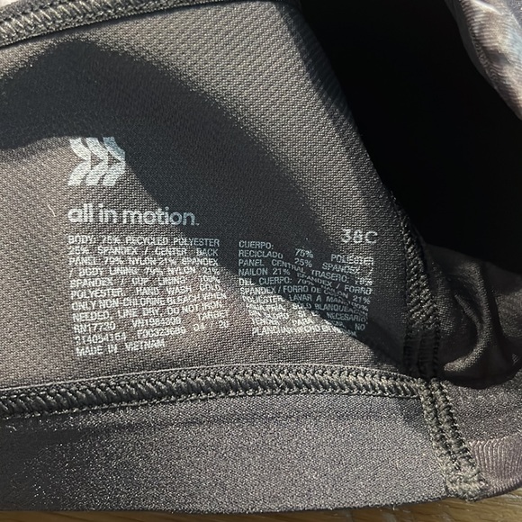 All In Motion 38C Large High Support Zip Front Athletic Bra Black Moisture Wick - Picture 4 of 8